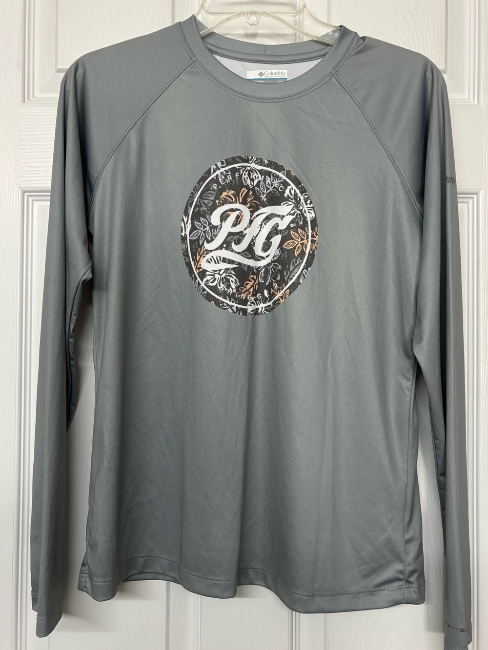 Columbia PFG Omni Shade Long Sleeve Activewear Top Floral Gray Sz S